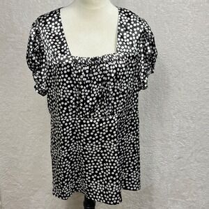 Jessica London Polka Dot Top‎ Square Neck Blouse Short Sleeve Plus Size 20W